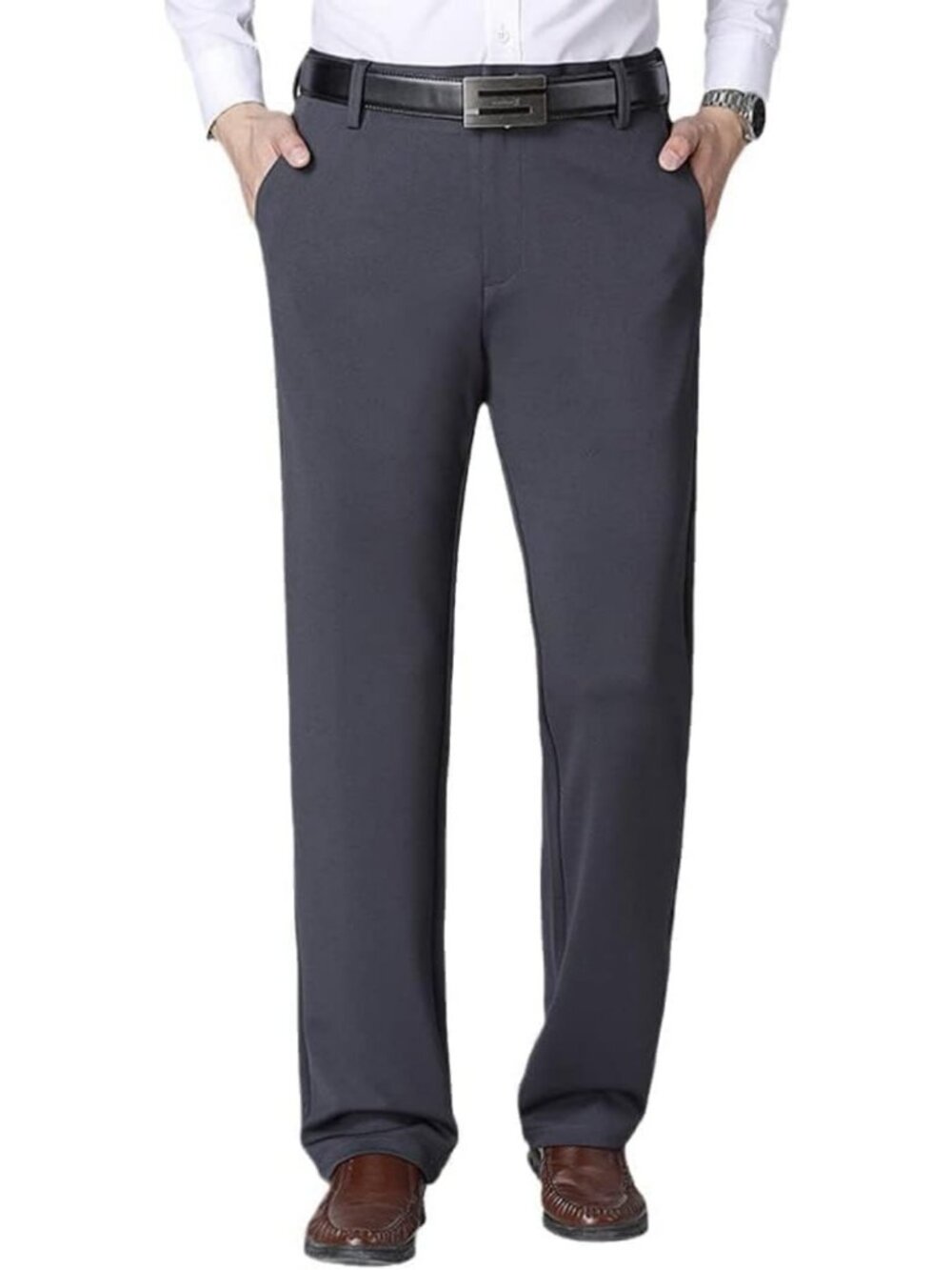 Fleece Lined Straight Leg Casual Stretch Pants for Men - Warm & Comfortable Wear
